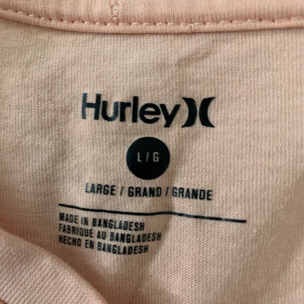 Hurley T-Shirt Mens Size Large Long Sleeve Henley Peach SURF CLUB Cotton - Picture 2 of 7